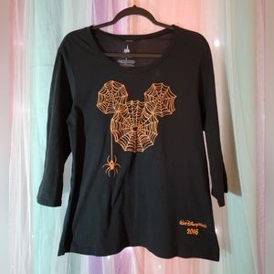 Disney Parks Mickey Spiderweb Longsleeve 2016 Halloween